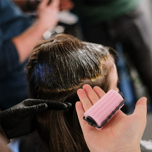 Supvox 6Pcs Pink Self Holding Sponge Rollers for Quick Damage Free Hair Styling Looks