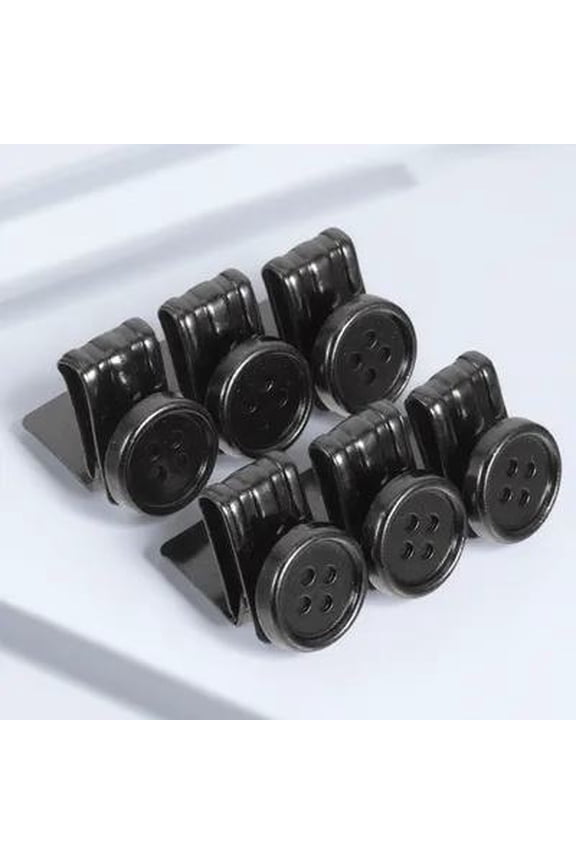 6Pcs Metal Suspender Clips Black Button End Brace Clip with Sleek Minimalist Design