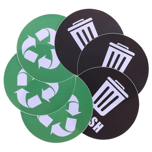 Supvox Garbage Sorting Decals Waste Bin Labels PVC Vinyl Weatherproof for Offices 6Pcs