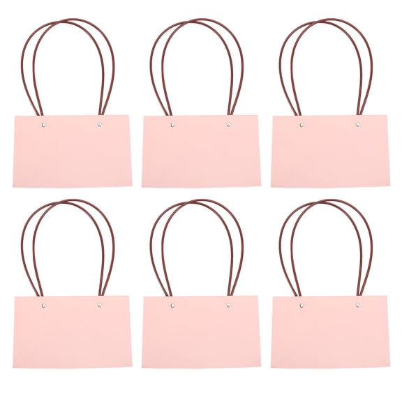 Supvox 6Pcs Pink Kraft Paper Flower Basket Bags Waterproof and Wear Resistant