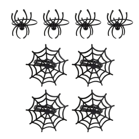 Supvox 8 Pcs  Party Napkin Rings Black Alloy for Dinner Events