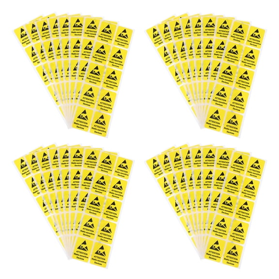 Supvox 80Pcs Yellow Electrostatic Warning Stickers Self Adhesive Safety Labels for Keyboard