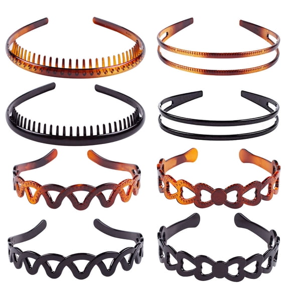 Supvox 8Pcs Anti Slip Hair Hoop Set Wave Style Headband Durable for Makeup Washing Use Assorted Colors