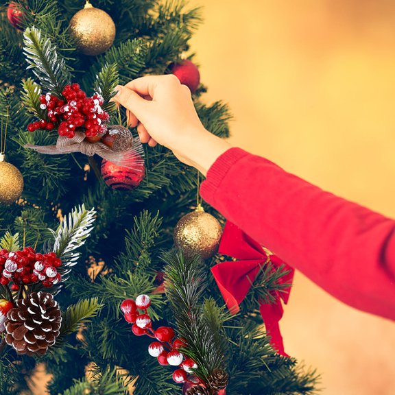 Supvox 8Pcs Artificial Red Berry Bunch with Vivid Color for Christmas Wedding Home Decoration