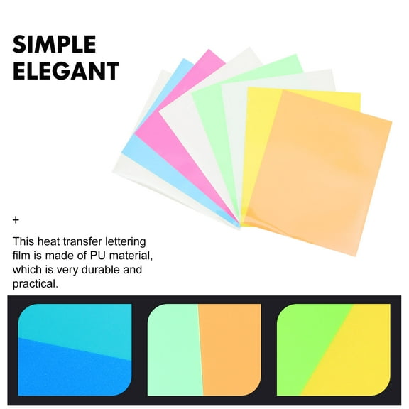 Supvox 8Pcs DIY Heat Press Film for T Shirts PU Assorted Color Projects