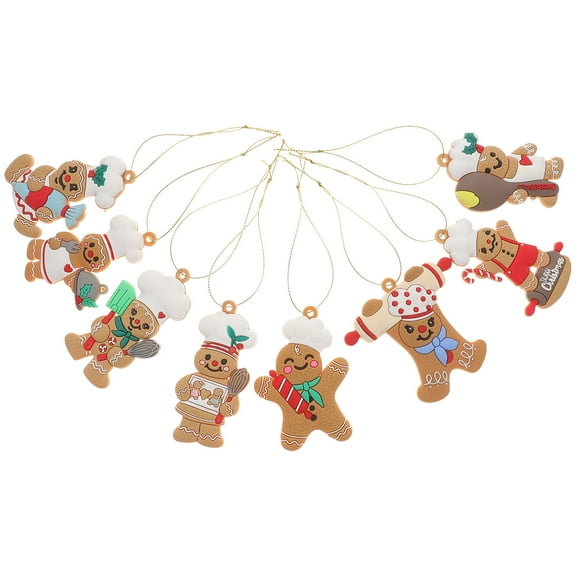 Supvox 8-Piece PVC Gingerbread Ornaments Set for Christmas Tree Decoration Festive Holiday Home Decor