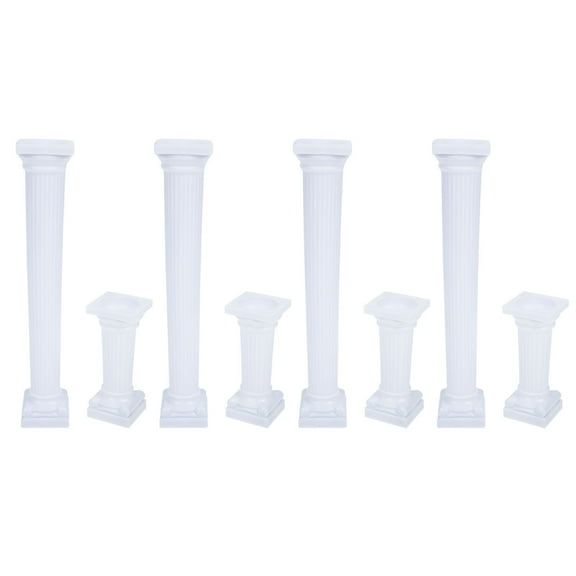 Supvox 8Pcs White Roman Column Cake Pillars Made of Premium Plastic for Elegant Wedding Decoration