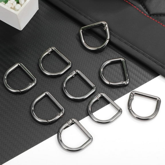 Supvox 9pcs Small D Ring Clip Black Alloy for Versatile Application on Belts and Bags