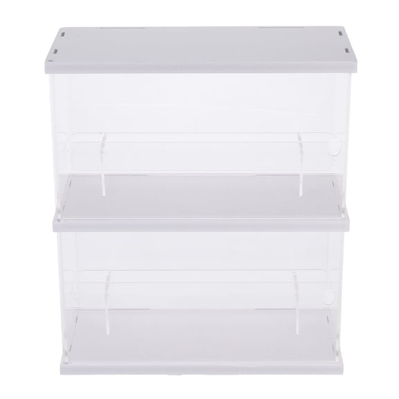 Supvox White Acrylic Display Case with Transparent Design for Home Model Storage and Figures Display Stand