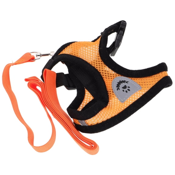Supvox Adjustable Orange Dog Harness with Durable Mesh for Comfortable Outdoor Use
