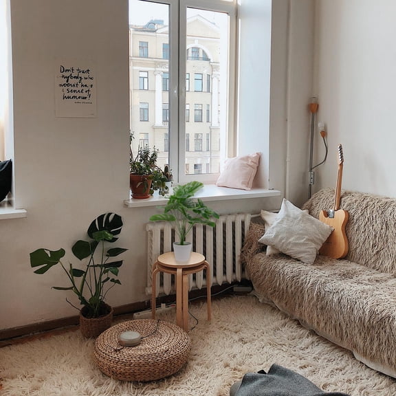 Supvox Artificial Monstera Plant Pot in White Cement for Indoor Green Home and Office Decor