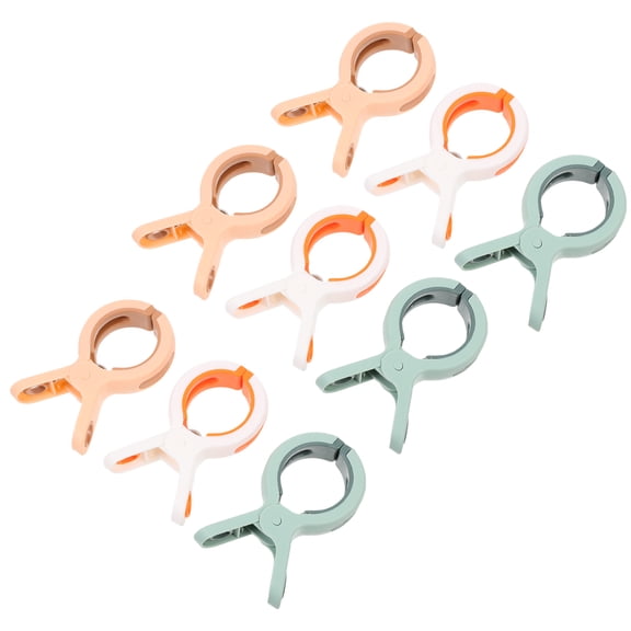 Supvox 9Pcs Clothes Pegs Plastic Clothes Line Clips Assorted Colors for Towels Quilts and More