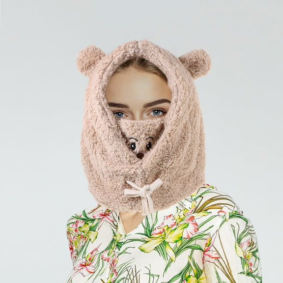 Supvox Wide Brim Hat Little Bear Hat Plush Khaki 1Pack for Outdoor Activities