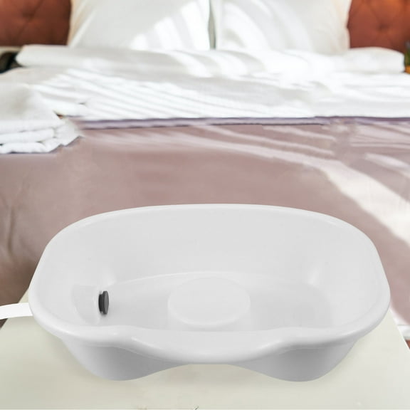 Supvox White Portable Bedside Shampoo Basin with Drainage for Hair Washing At Home