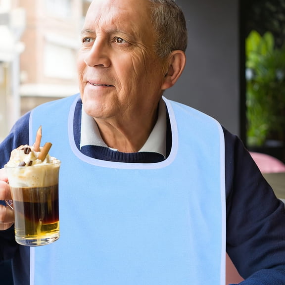 Supvox Adjustable Cotton Adult Bib for Seniors Food and Drool Protection