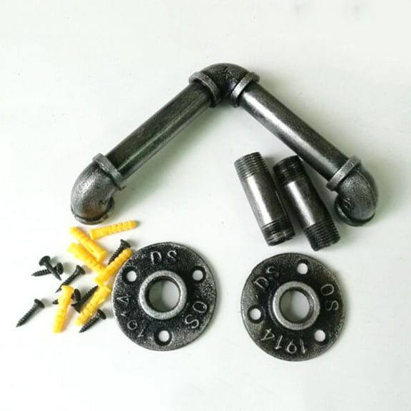 Supvox Black Pipe Towel Rack Iron Decorative Wall Hanger for Living Room Adults Storage 1Pcs