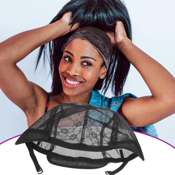 Supvox Breathable Black Elastic Wig Cap with Adjustable Fit for Wig Styling and Makeup Use
