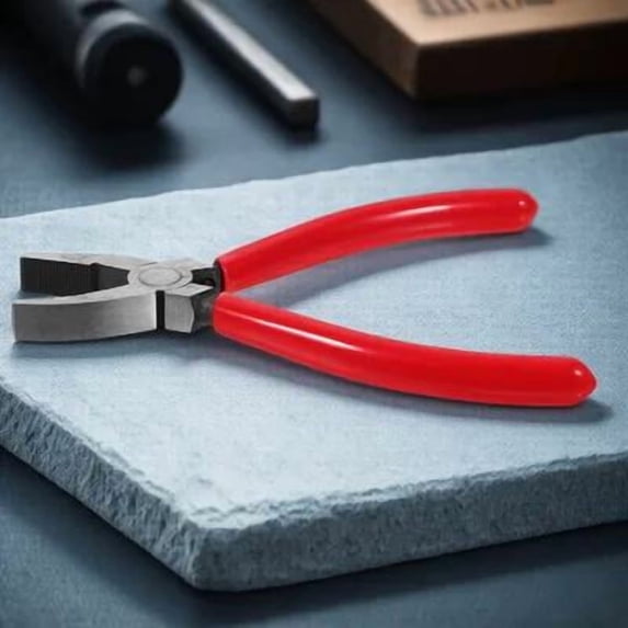 Supvox Heavy Duty Red Running Pliers for Glass Cutting with Curved Jaw Steel and Rubber Grip