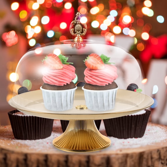 Supvox Elegant Dessert Stand with Clear Dome Cover for Cake, Cupcake Display and Serving Plate
