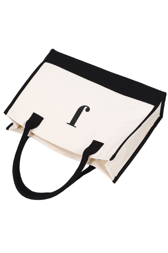 Canvas Tote Bag Beach Handbag with Letter J Stylish Large Capacity Shoulder Bag