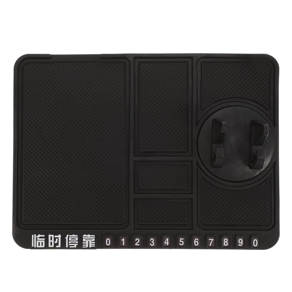 Supvox Black Dashboard Mat with Phone Holder and Instrument Panel Storage Pad for Car Interior Organization and Driving Convenience