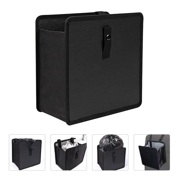 Supvox Portable Car Storage Organizer Black Foldable Garbage Box for Seat Back Use