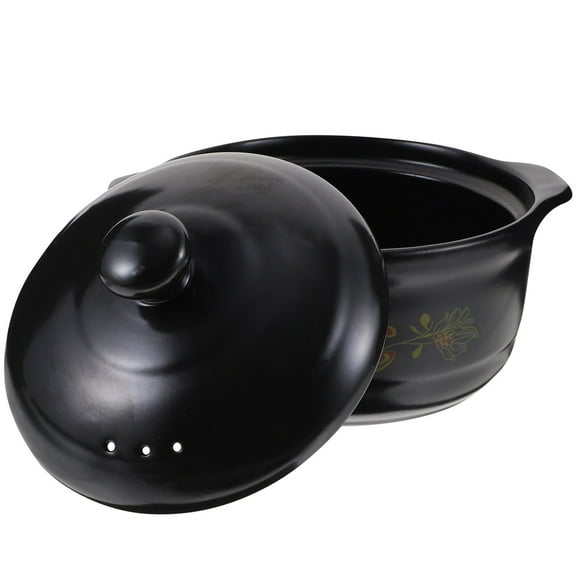 Supvox Black Ceramic Cooking Pot High-Temperature Resistant for Home Use, Stewing, and Everyday Kitchen Cooking
