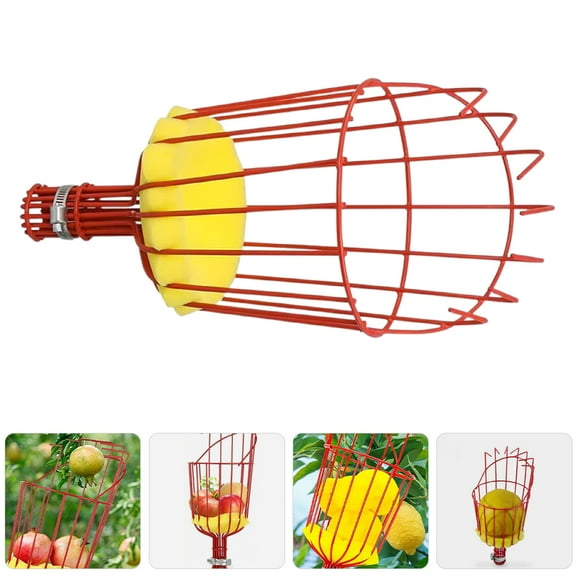 Supvox Red Fruit Picker Basket with Durable Cage for Orchard Fruit Harvesting and Labor Saving
