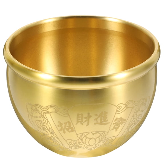 Supvox Golden Tone Copper Treasure Basin for Desktop Adornment and Prosperity Blessing