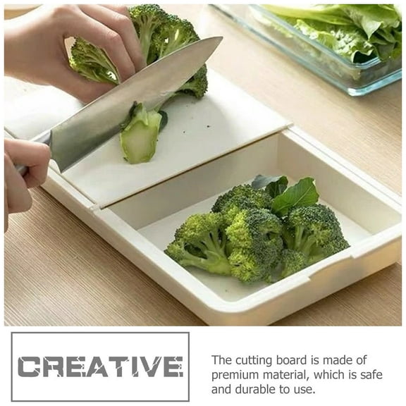 Supvox White Double Layer Cutting Board with Drip Tray for Home Kitchen Use
