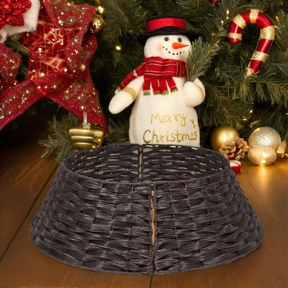 Supvox Christmas Tree Collar in Coffee Plastic for Farmhouse and Holiday Party Decor