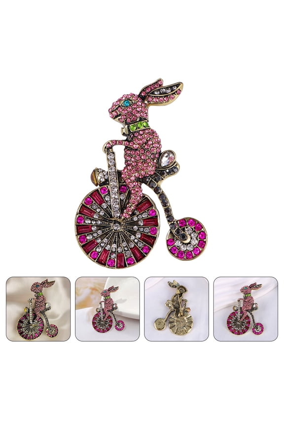 Bunny Brooch Pin Multi Rhinestone Zinc Alloy for Decorative Use
