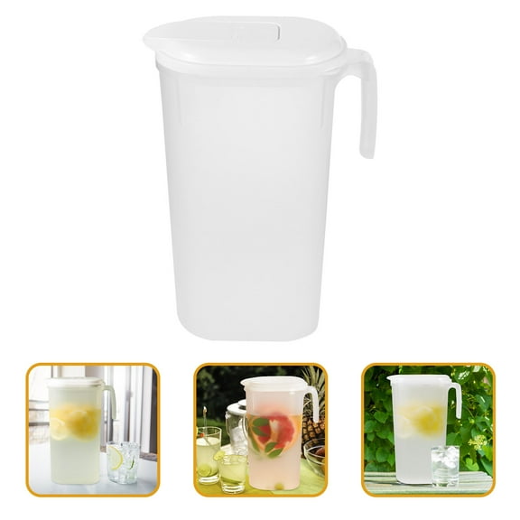 Supvox White Plastic Pitcher with Lid Elegant Design for Cold Drinks and Juice Storage