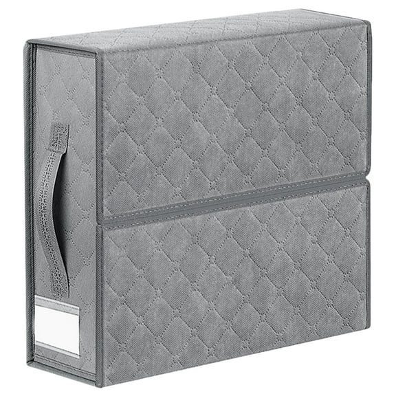 Supvox Space Saving Grey Bedding Sheet Organizer Box with Handle for Easy Storage and Transport