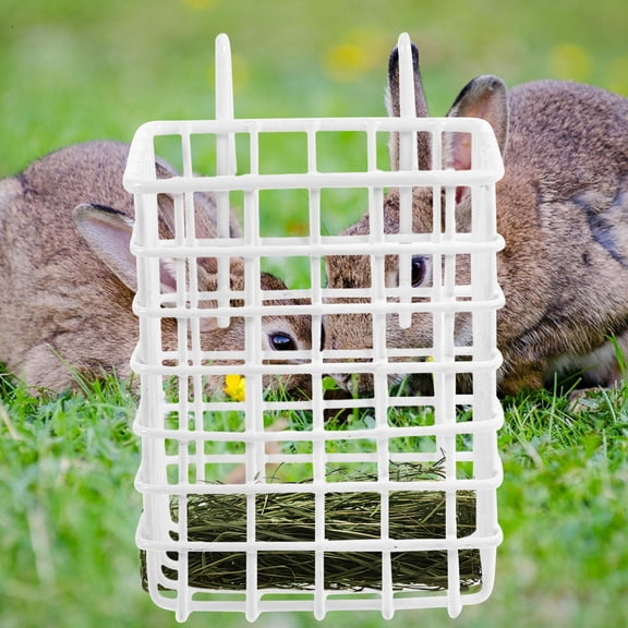 Supvox White Iron Rabbit Feeder Cage Hanging Rack for Feeding Small Pets and Daily Use