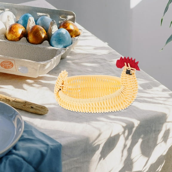 Supvox Farmhouse Style Chicken Basket Imitation Rattan 1Pcs for Home Decor