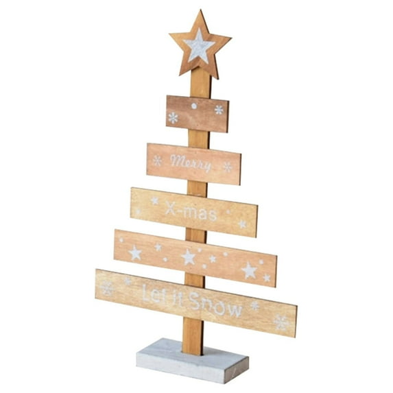 Supvox Beige Wooden Christmas Tree Decoration, Handcrafted Festive Holiday Ornament for Home and Office Decor