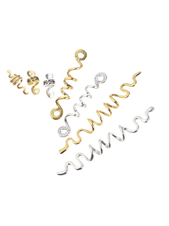 16-Piece Dreadlock Hair Cuffs for Men, Spiral Zinc Alloy Accessories in Assorted Colors