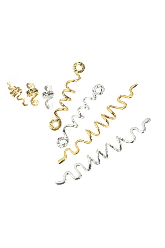Dreadlock Accessories Men Spiral Hair Cuff Zinc Alloy Assorted Color 16Pcs Set