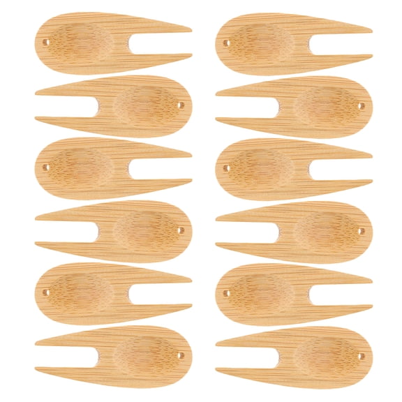 Supvox Golf Divot Repair Tool Wooden Fork Shaped Elegant Appearance 16pcs