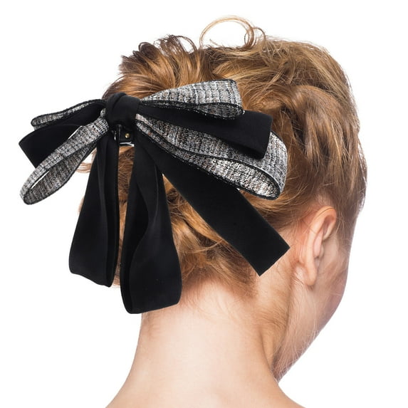 Supvox Elegant Design Banana Clip Hair Accessories for Women Black Cloth 1 Set Everyday Use