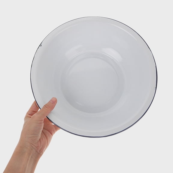 Supvox Enamel Mixing Bowls in Round Shape for Kitchen Use White 1Pcs