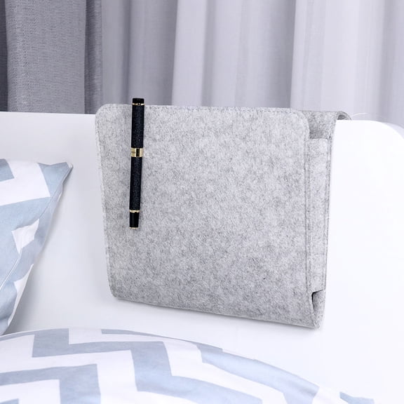 Supvox Felt Bedside Bag for Storage Use with Modern Hair Felt Design in Light Grey