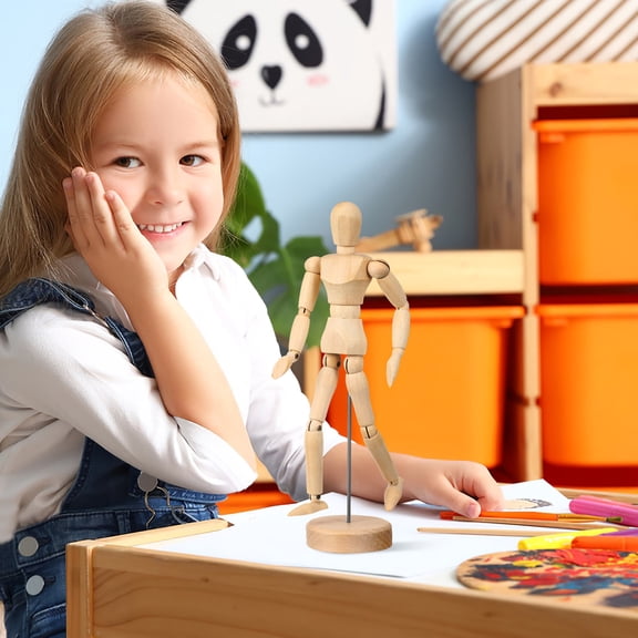 Supvox Wooden Jointed Artist Manikin for Drawing and Painting with Stable Support Base