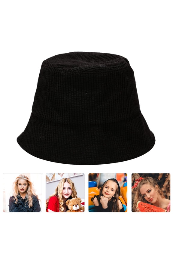 Unisex Black Corduroy Bucket Hat Stylish Fisherman Cap for Outdoor Activities and Everyday Wear