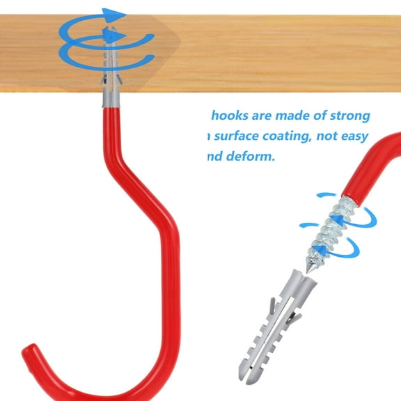 Supvox Garage Hangers Utility Hooks For Garage Red PVC Bicycle Storage Hooks 1Pcs