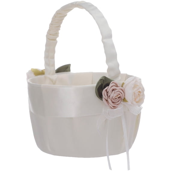 Supvox Elegant Romantic Petal Basket Wedding Decoration Set, Beautiful Cloth Flower Basket for Ceremony and Party
