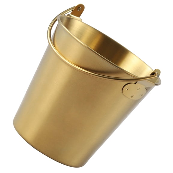 Supvox Golden Metal Chips Bucket Practical French Fries and Ice Storage Holder