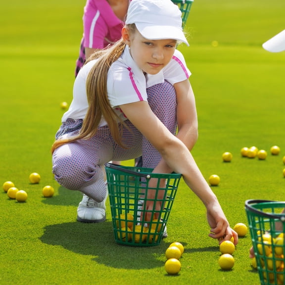 Supvox 100Pcs Ball Carrying Bucket Green for Golfball Collection with Foldable Handle and Space Saving Design