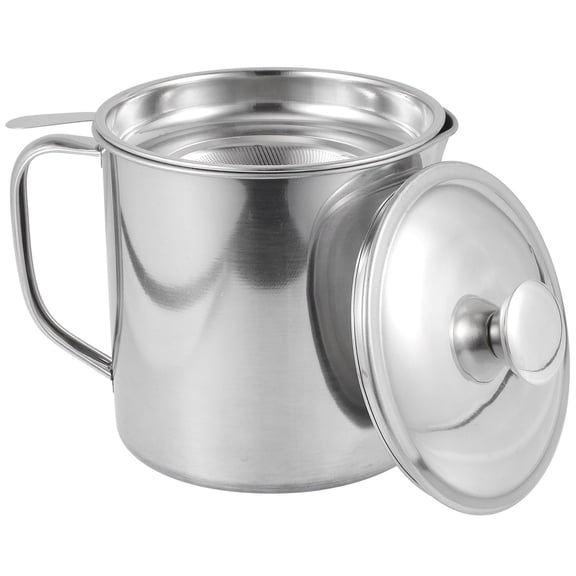 Supvox Stainless Steel Grease Container for Cooking Oil Filtering, Storage, and Reuse, Kitchen Oil Strainer
